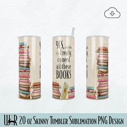 Book Lover 20 oz Tumbler Sublimation PNG Design t0035