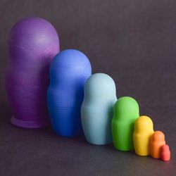 stacking babushka dolls wooden rainbow