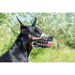 Werewolf zombie dogs muzzle. White color! Doberman and other breeds. Funny dog accessory. Scary muzzle best halloween gi