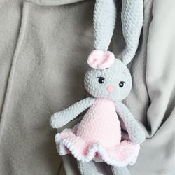 Bunny custom plush toy birthday gift, crochet bunny rabbit for her, amigurumi bunny stuffed animal