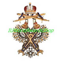 Order of St. Andrew the First-Called with swords with rhinestones. Russian empire. Copy LUX