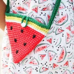 Handmade purse, girl gift, crochet handbag, toddler gift, watermelon bag