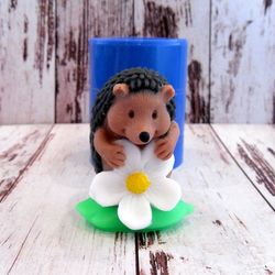 Hedgehog with a flower - silicone mold