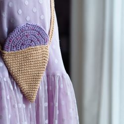 Handmade purse, girl gift, crochet handbag, toddler gift, ice cream bag
