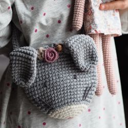 Handmade purse, girl gift, crochet handbag, toddler gift, bunny bag, rabbit accessory