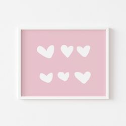 Pink Hearts nursery print, So cute pink Hearts, Nursery wall art, Pastel Hearts print for baby, Nursery art print