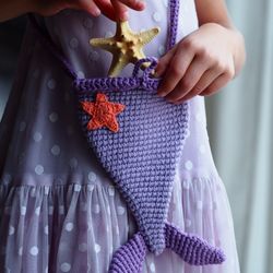 Handmade purse, girl gift, crochet handbag, toddler gift, mermaid bag