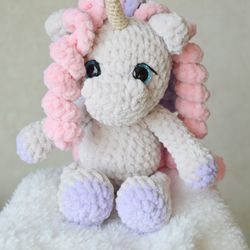 little plush unicorn magic toy, crochet unicorn soft toy, amigurumi gift for the unicorn lover