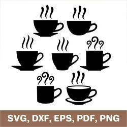 Coffee cup svg, tea cup svg, teacup svg, coffee cup dxf, tea cup dxf, teacup dxf, coffee cup png, tea cup png, Cricut