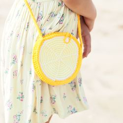 Handmade purse, girl gift, crochet handbag, toddler gift, lemon bag, lemon accessory