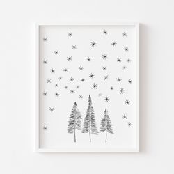 Winter printable wall art for kids, Cute Christmas printable wall art, Minimalist winter print, Christmas decor, Winter