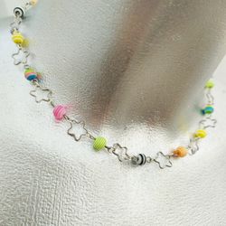 cute rainbow choker collar light jewelry for every day, rainbow adult choker, seed bead choker dainty jewelry, bohemian