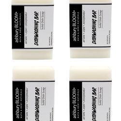 ashbury bloom natural dishwashing bar - 4 pc solid dish soap collection, natural ingredients, vegan, handmade, organic