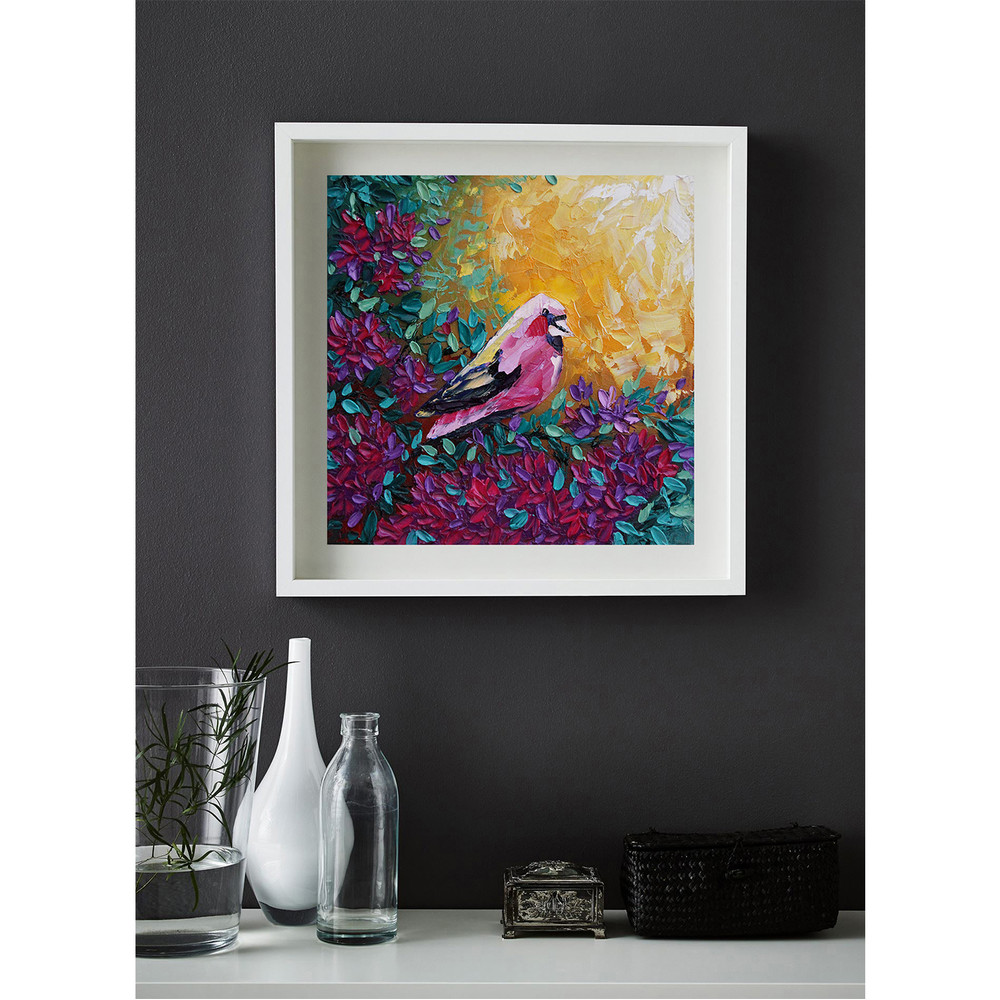 Bird painting Floral original art Impasto artwork Small oil wall art (4).jpg