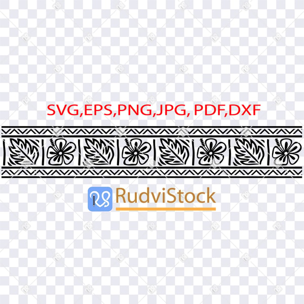 Samosa Border Design Samoan Flowers tribal seamless border - Inspire Uplift