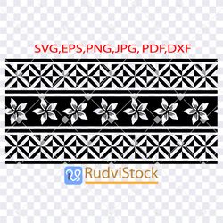 Tattoo Svg. Tongan flowers pattern tribal seamless border