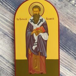 Basil the Great | Hand painted icon | Orthodox icon | Religious icon | Christian supplies | Orthodox gift | Holy icon