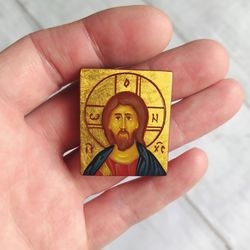 Jesus Christ | Hand painted icon | Travel size icon | Orthodox icon for travellers | Small Orthodox icons