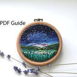 PDF Guide for embroidery landscape art, digital download, pdf pattern embroidery