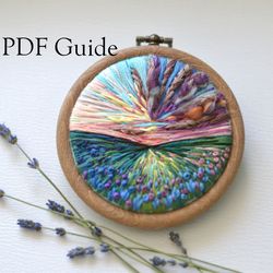 PDF Guide for embroidery landscape art, digital download, pdf pattern embroidery, DIY embroidery landscape