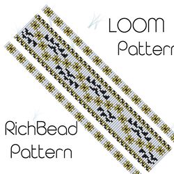 Flower narrow beading loom patterns bracelet Bead loom patterns download Floral thin beaded loom pattern 253 17.09.22