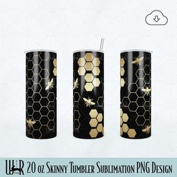 Honey Bee & Honeycomb Tumbler Sublimation PNG Design t0011