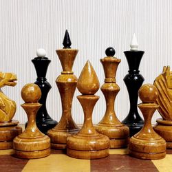 Rare Antique Soviet Wooden Chess.Russian chess.Vintage chess USSR