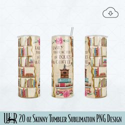 Book & Coffee Lover Tumbler Sublimation PNG Design t0023