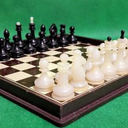 Vintage Soviet Magnetic Travel chess. Pocket chess.Road chess USSR
