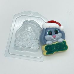 2023 christmas bunny soap plastic mold, mold for bath bomb, foodsafe mold, chocolate mold, animal mold, polymer clay