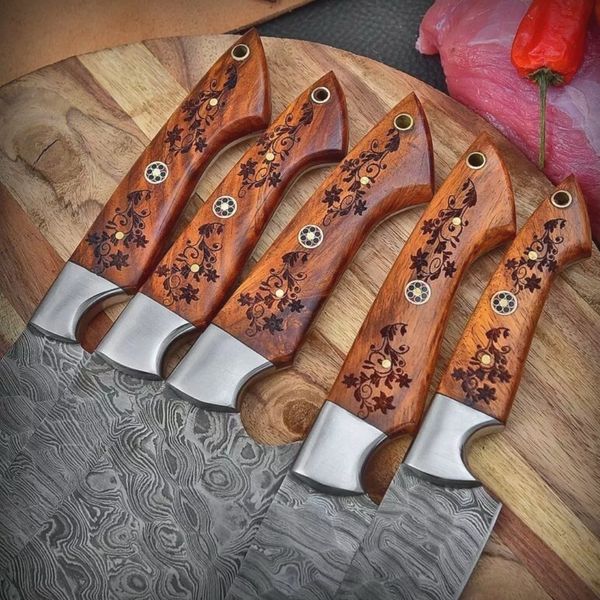Handmade Damascus Chef Knife Set Of 5 Pcs in usa.jpeg