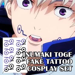 Inumaki Toge SET fake tattoo Jujutsu kaisen anime manga JJK Temporary sticker tat Japanese kawaii gift Otaku weeb design