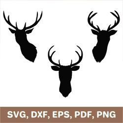Deer head svg, stag head svg, deer head dxf, stag head dxf, deer head template, deer head cutout, deer head cut file