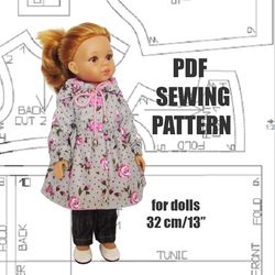 Sewing pattern and instruction for Paola Reina doll, coat for doll, doll clothes, Paola Reina raincoat