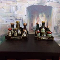 A set of bottles in a box.Bottles with poisons. Dollhouse accessories.1:12 scale.