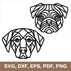 Dog svg, dog dxf, dog png, dog cut file, geometrical dog, dog cricut, dog silhouette, pug svg, pug dxf, pug png, SVG