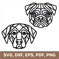 dog svg, dog dxf, dog png, dog cut file, geometrical dog, dog cricut, dog silhouette, pug svg, pug dxf, pug png, svg