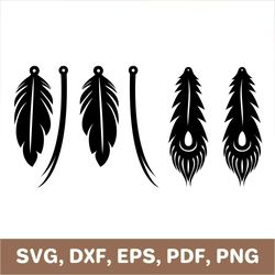 feather earrings svg, feather earrings template, feather earrings dxf, feather earrings cut file, cricut, silhouette