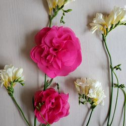textile fabric floral brooch peony flower chiffon brooch. shabby chic accessories. pink brooch. romantic brooch. boho pi