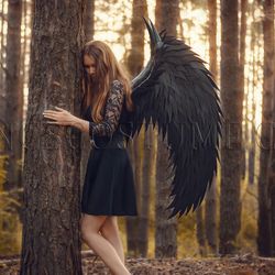 Angel wings costume, cosplay wings, flexible wings, Halloween wings, black wings