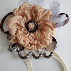 Textile fabric floral brooch. Flower chiffon brooch. Shabby chic accessories. Romantic brooch. Boho brooch.
