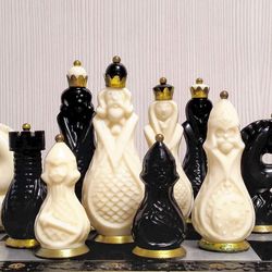 BIG Soviet Vintage Bakelite chess.Antique Russian Carbolite Chess