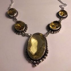 Stunning 925 Sterling Silver Citrine Necklace