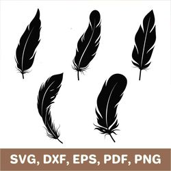 Feather svg, feather template, feather dxf, feather png, feather laser cut, feather cut file, feather pdf, Cricut, SVG