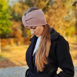 Wide headband knitted wool for women , knit accessories , handmade headband , fall accessories