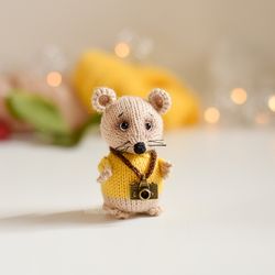 photographer gift ideas, mouse gift, rat lover, gift for photographer, mouse shelf decor toy by KnittedToysKsu