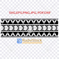 Polynesian tattoo line sleeve design. Tribal Svg. Polynesian tribal tattoo art design band pattern
