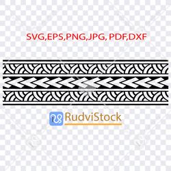 Polynesian tattoo simple bracelet. Polynesian tribal tattoo seamless band pattern.