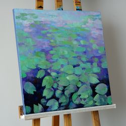 Water lilies Original Oil painting Claude Monet pond Impasto art Impressionist