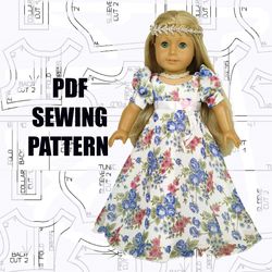Sewing pattern for American girl doll, dress for doll, American girl doll clothes, American girl dress, doll dress